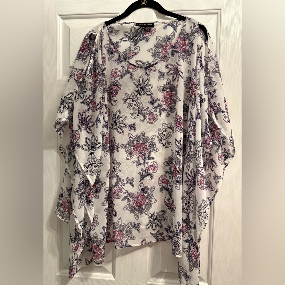 Lane Bryant Floral Print Blouse - Pink and Black